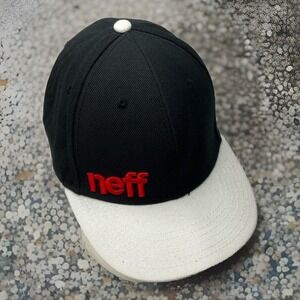 Neff Hat Black Wool Blend Snapback Baseball Cap Black Red Off White OSFA‎